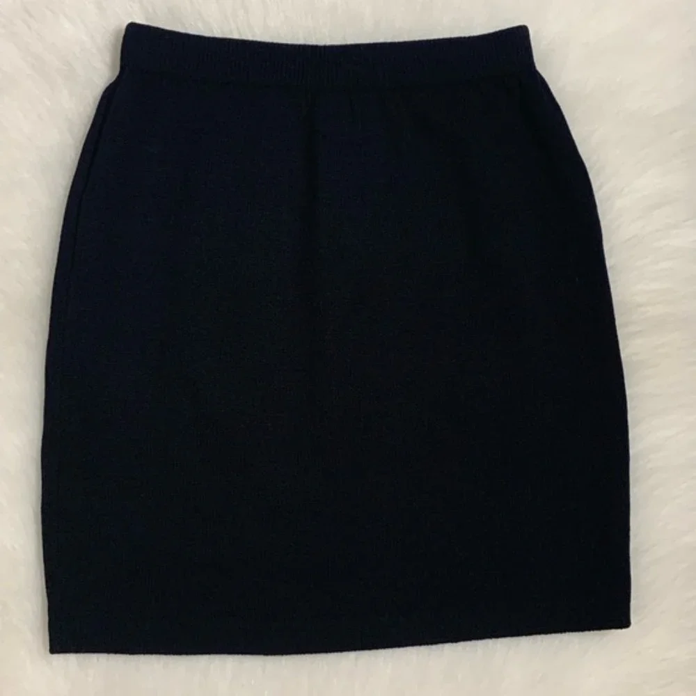 St. John by Marie Gray Wool Blend  Black Knit Skirt Sz 2